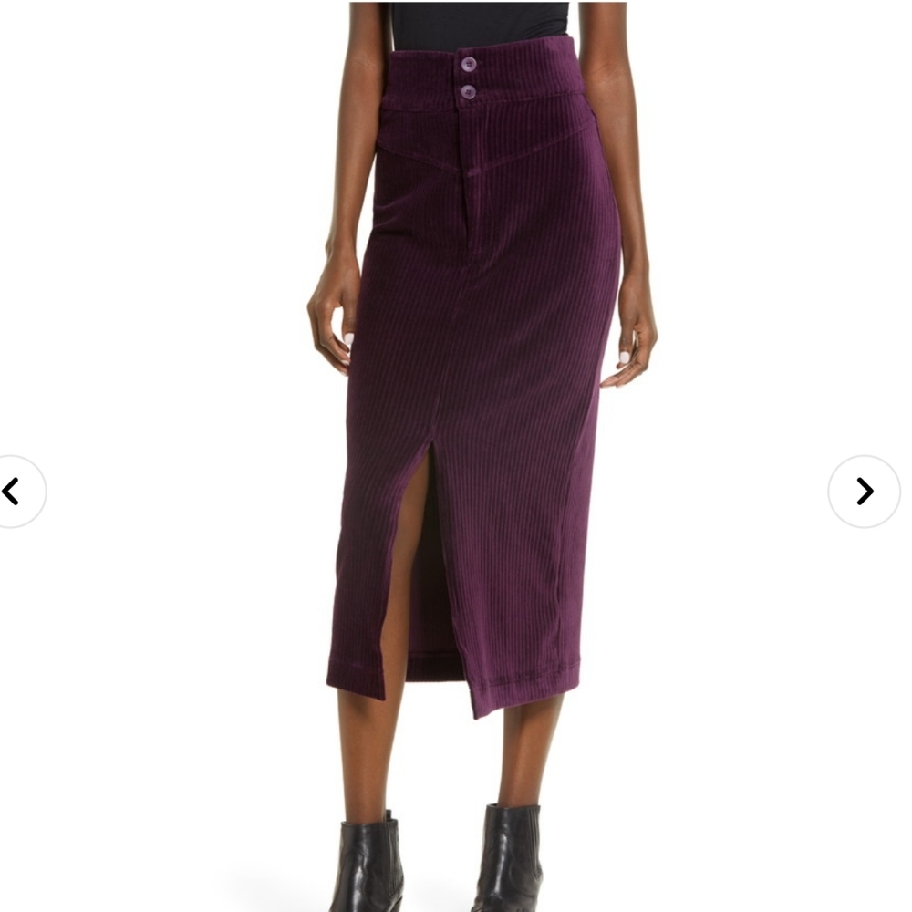 Free people ribbed midi pencil skirt purple